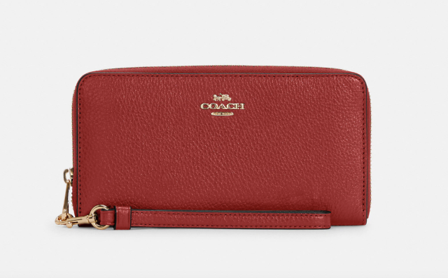 COACH Women's Long Zip Around Wallet - Gold/Red