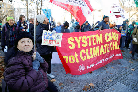 Protesters take part in the March for the Climate on the streets of Katowice, where the COP24 UN Climate Change Conference 2018 is held, Poland December 8, 2018. Agencja Gazeta/Grzegorz Celejewski via REUTERS