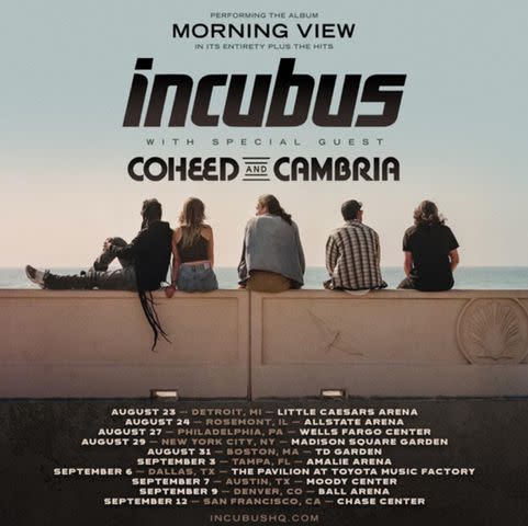 <p>Courtesy of Live Nation</p> Incubus 2024 tour poster