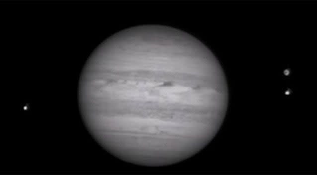 Cosmic collision: Jupiter hit by either a comet or asteroid. Source: YouTube/John Mckeon.