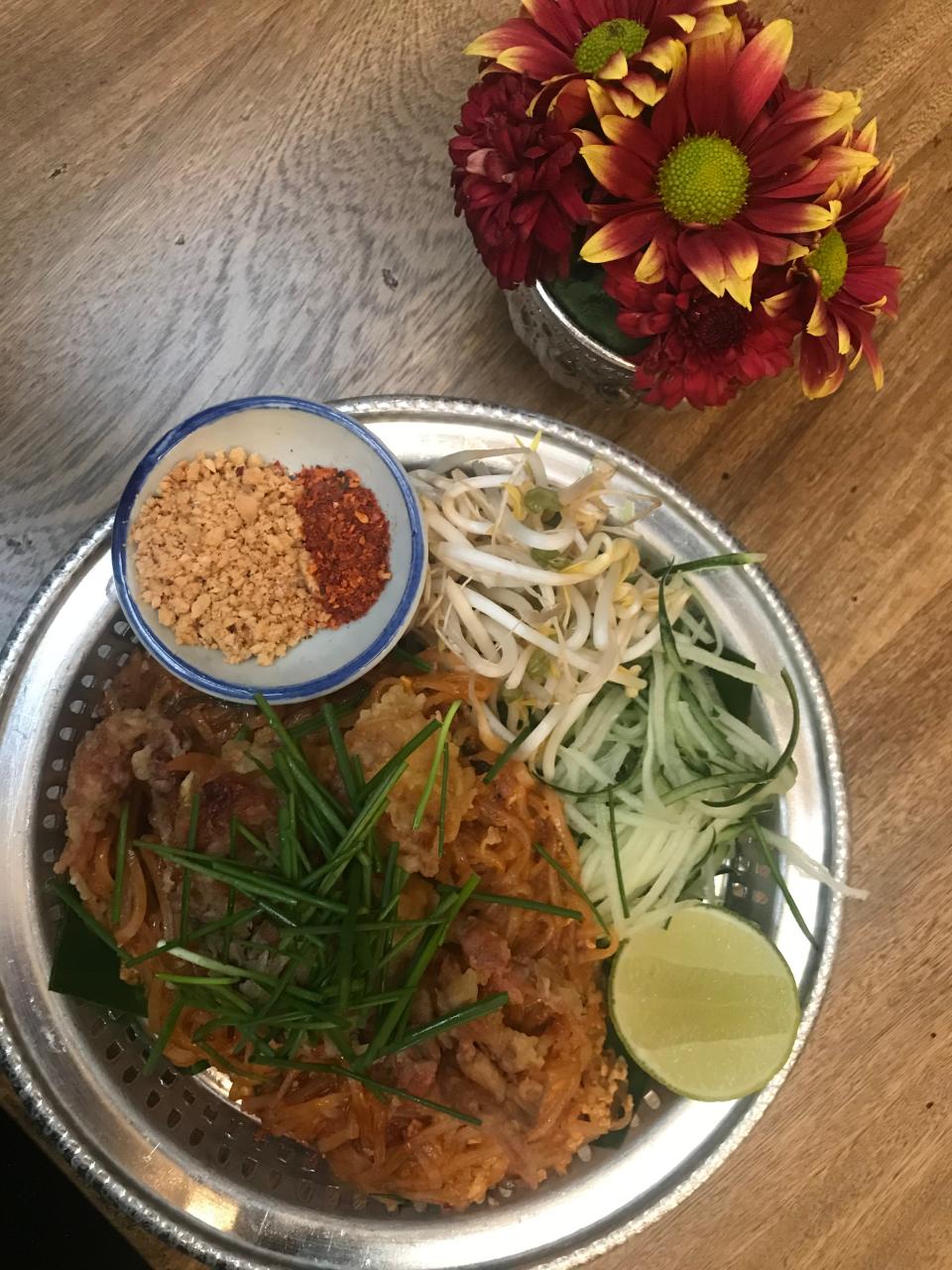 Plate of food at Galanga Thai House restaurant in Mexico City