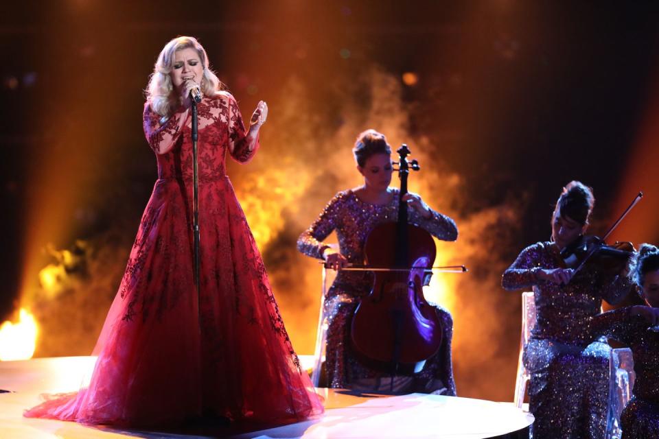 the voice 2023 kelly clarkson red see through gown