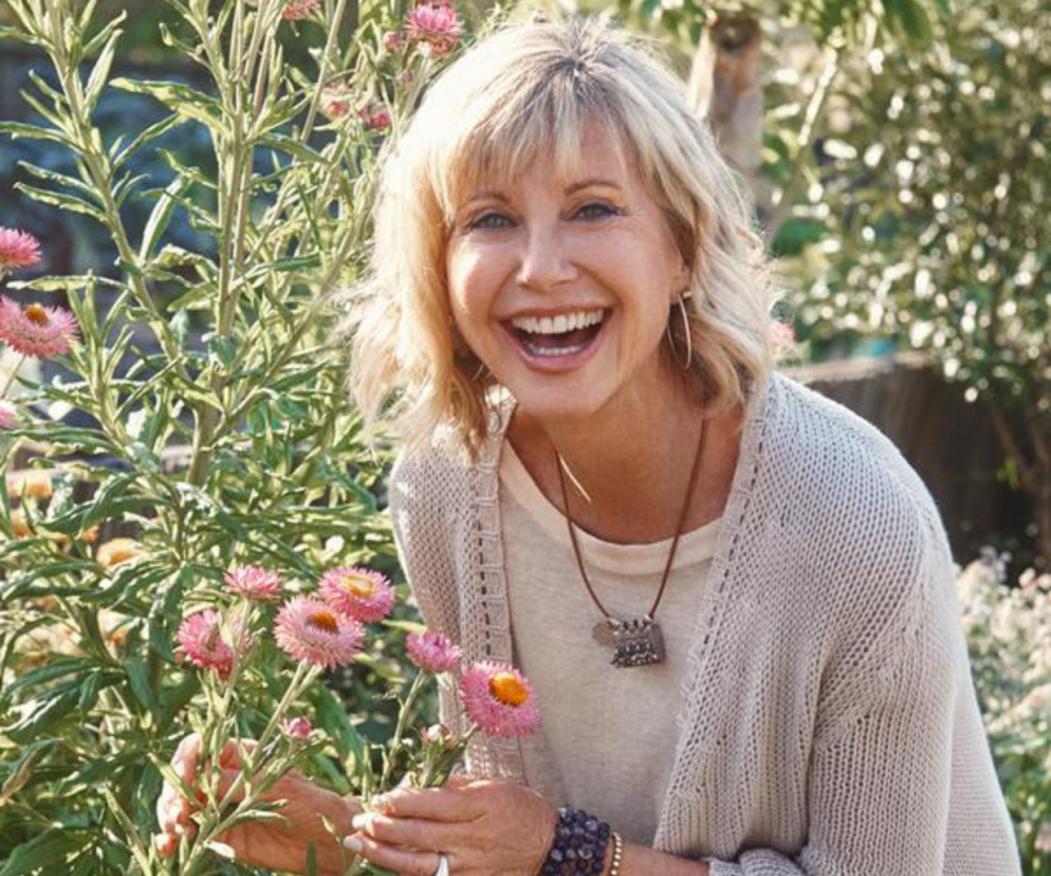 Olivia Newton-John is showing no signs of slowing at the age of 73. Source: Retreatment Botanics