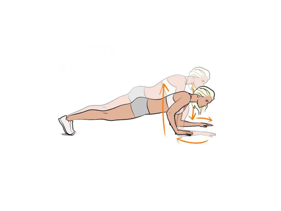 <p><strong>1/ </strong>Get into push-up position and do one rep. Get on your knees if it’s a bit of a struggle – don’t stress. It takes time!</p><p><strong>2/ </strong>Now comes that tricky part: lower yourself one at a time onto your elbows and into a plank and then return to the start position.</p>