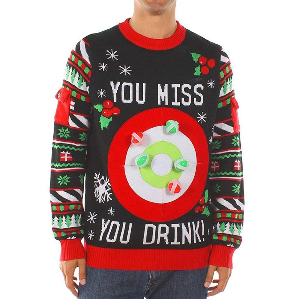 3) Tipsy Elves Men's Drinking Game Christmas Sweater