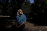 Alan Salazar, a tribal member of the Fernandeño Tataviam Band of Mission Indians, sits for a photo after an interview with The Associated Press in Thousand Oaks, Calif., Wednesday, Feb. 1, 2023. (AP Photo/Jae C. Hong)