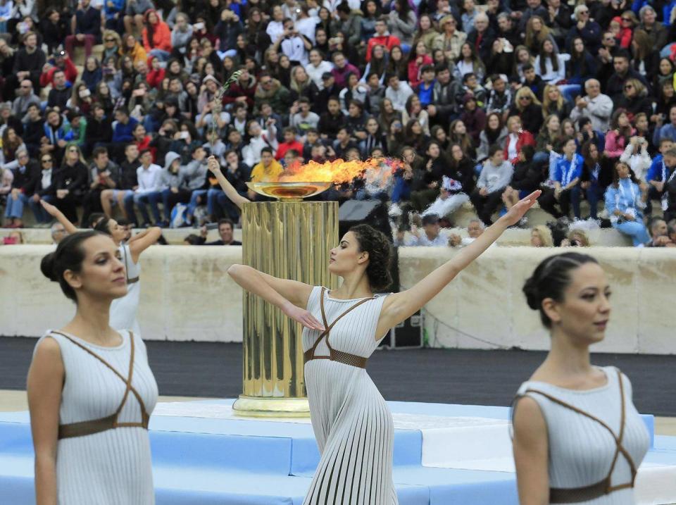 The Olympic flame was passed to South Korea in an Athens ceremony (Getty Images)