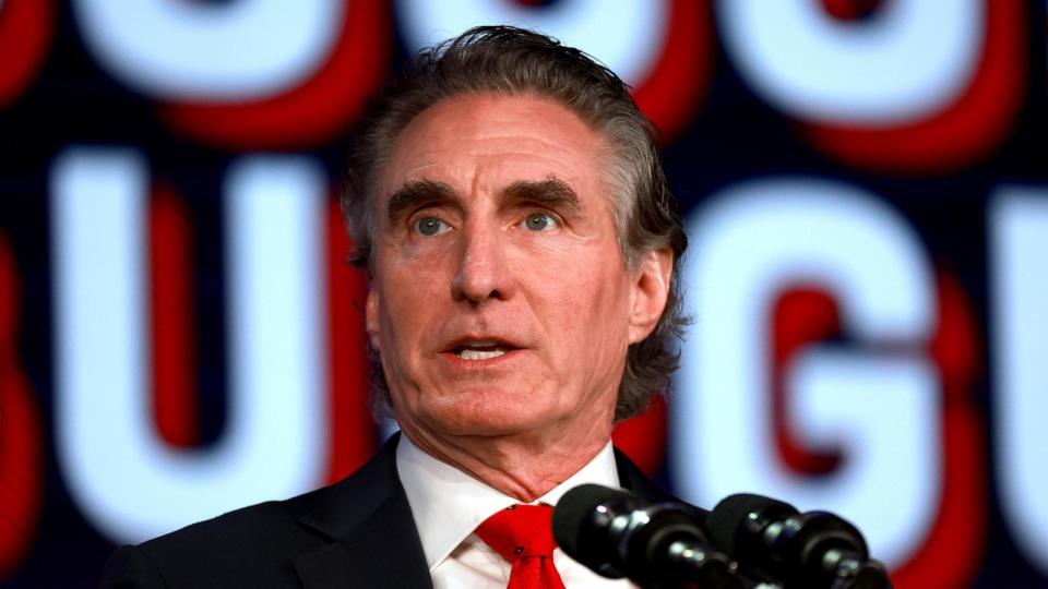 PHOTO: In this Nov. 4, 2023, file photo, Republican presidential candidate North Dakota Governor Doug Burgum speaks during the Florida Freedom Summit  in Kissimmee, Fla. (Joe Raedle/Getty Images)