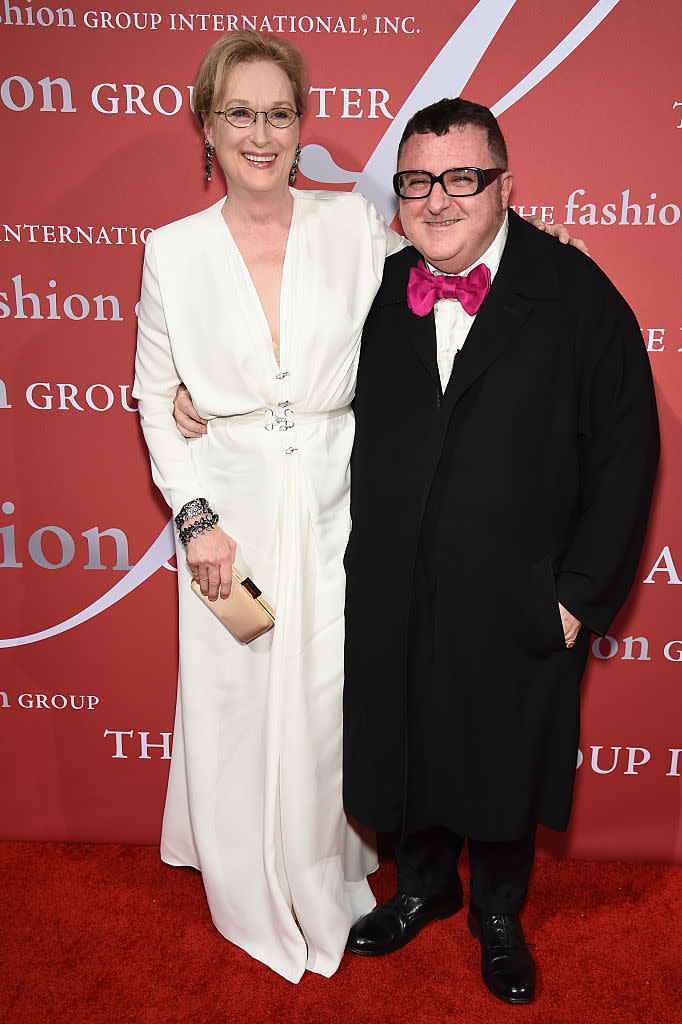 NEW YORK, NY - OCTOBER 22:  Meryl Streep and Lanvin Designer Alber Elbaz attend The FGI 32nd Annual Night Of Stars at Cipriani, Wall Street on October 22, 2015 in New York City.  (Photo by Dimitrios Kambouris/Getty Images)
