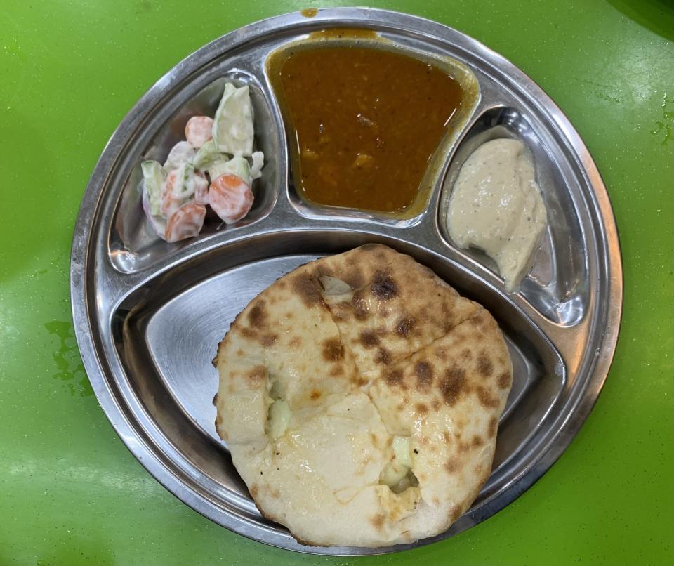 Restoran Rejab - Tray of cheese naan with sides