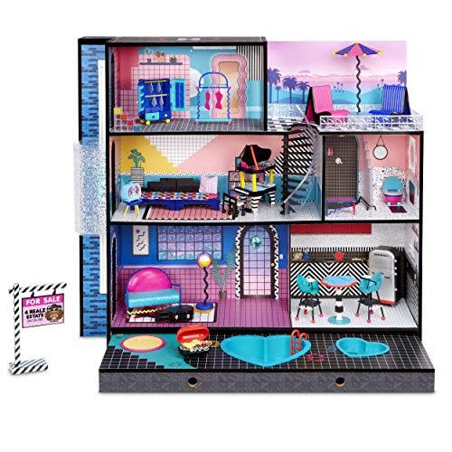 10) LOL Surprise OMG House – New Real Wood Doll House with 85+ Surprises | 3 Stories, 6 Rooms Including Elevator, Tub, Pool, Patio, Living Room, Kitchen, Piano Bedroom, Bathroom, and Fashion Closet