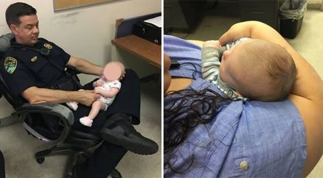 The babies were 'snuggled for several hours'. Source: Boynton Beach Police Department