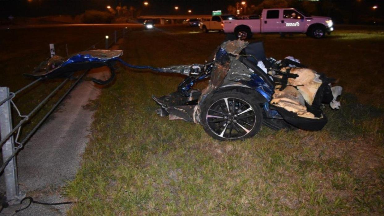 <div>Photo shows Camry torn to pieces in I-4 crash | Photo Credit: FHP</div>