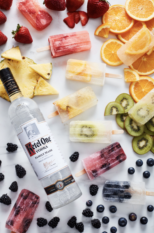 <p>Ketel One Vodka</p><p>A delicious blend of summer fruits and vodka in the ultimate whimsical mold: popsicles. </p><p>Recipe Courtesy of <a href="https://www.ketelone.com/" rel="nofollow noopener" target="_blank" data-ylk="slk:Ketel One;elm:context_link;itc:0;sec:content-canvas" class="link rapid-noclick-resp">Ketel One</a>: </p><p>• 10 oz Ketel One Vodka </p><p>• 24 oz lime club soda </p><p>• Fresh lemon juice </p><p>• 10 popsicle molds </p><p>• 1/2 cup strawberries </p><p>• 1/2 cup pineapple </p><p>• 1/2 cup blueberry </p><p>• 1/2 cup cucumber </p><p>• 1/2 cup blackberries</p>