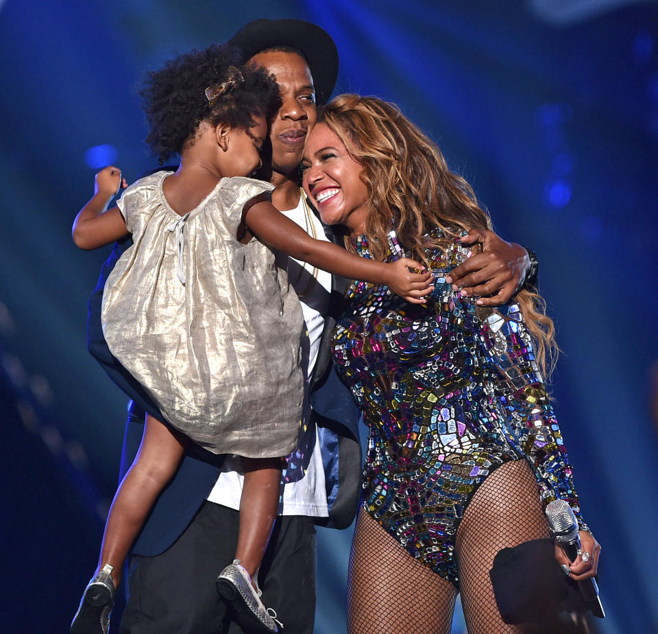 <p>On Aug. 24, JAY-Z and Blue Ivy took the stage at the MTV VMAs in L.A. to present Beyoncé with her Video Vanguard Award. “Thank you. I have nothing to say, but I’m thrilled with so much gratitude,” Bey said in <a rel="nofollow noopener" href="http://people.com/tv/vmas-2014-beyonce-receives-video-vanguard-award-joined-by-jay-z-blue-ivy/" target="_blank" data-ylk="slk:her acceptance speech;elm:context_link;itc:0;sec:content-canvas" class="link ">her acceptance speech</a>. “I just thank God for this moment. I love y’all so much,” she tearfully told the crowd. “My beloved, I love you. My fans, I love you. MTV, I love you. Good night!” Solange <a rel="nofollow noopener" href="http://people.com/celebrity/solange-knowles-marries-alan-ferguson/" target="_blank" data-ylk="slk:married;elm:context_link;itc:0;sec:content-canvas" class="link ">married</a> Alan Ferguson in New Orleans on Nov. 16, and the whole family was in attendance. One year after elevator-gate, the trio all returned to the Met Gala without incident.</p>