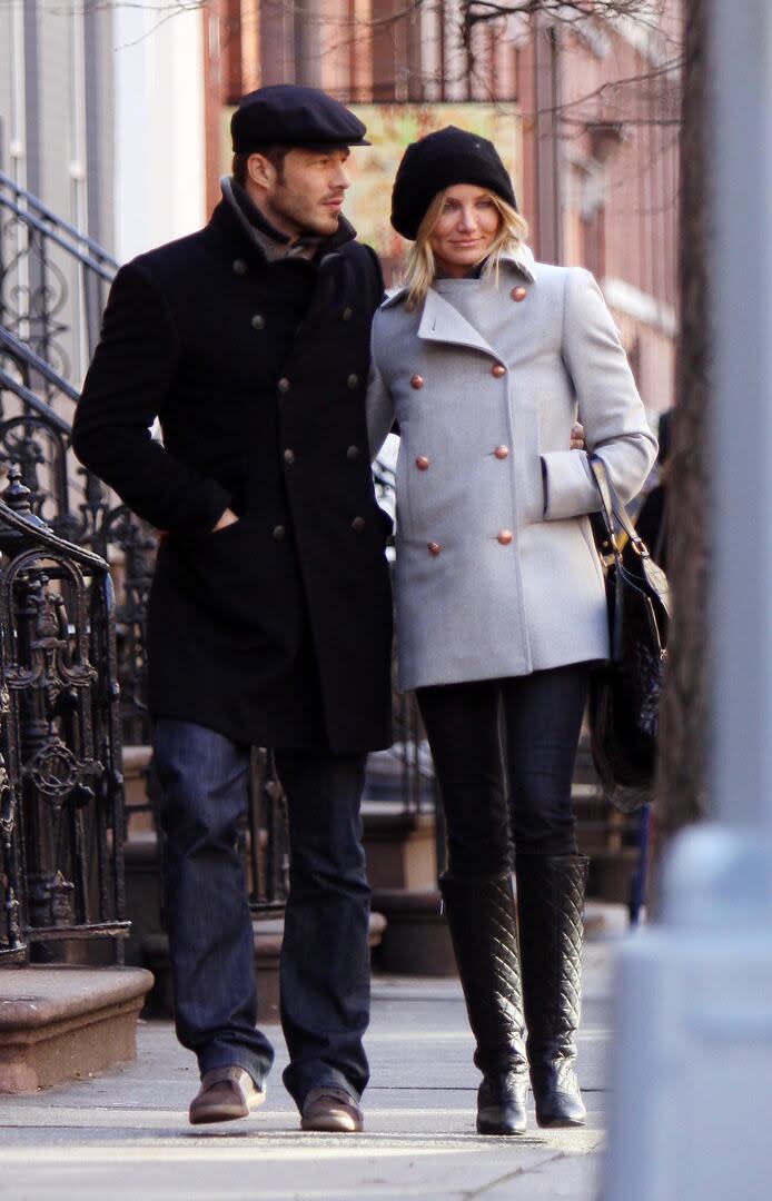 Sculfor junto a Cameron Diaz en un paseo en Nueva York en 2008