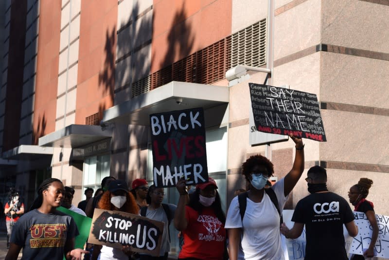 Protesters gather against the death in Minneapolis police custody of George Floyd, in Houston