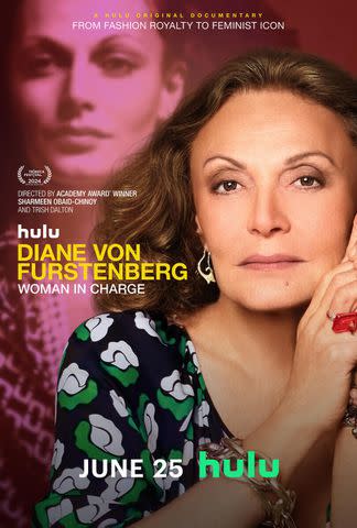 <p>courtesy of Hulu</p> Diane von Furstenberg: Woman in Charge official poster.
