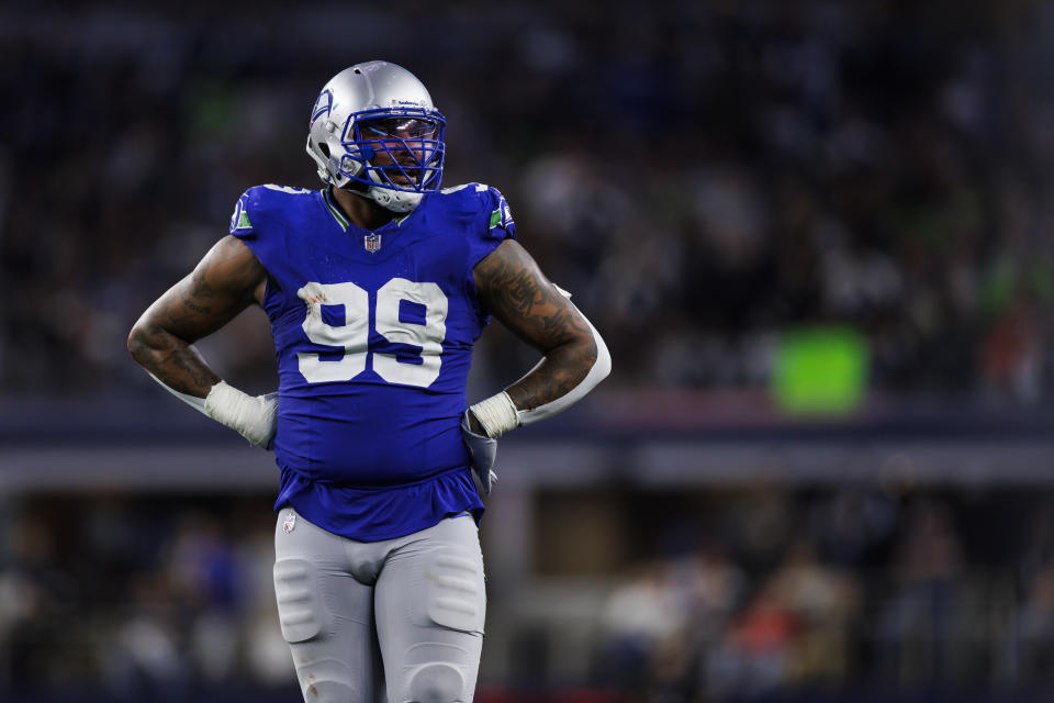 The Seahawks are brringing Leonard Williams back on a reported three-year deal after trading for the defensive tackle midseason. (Photo by Ryan Kang/Getty Images)