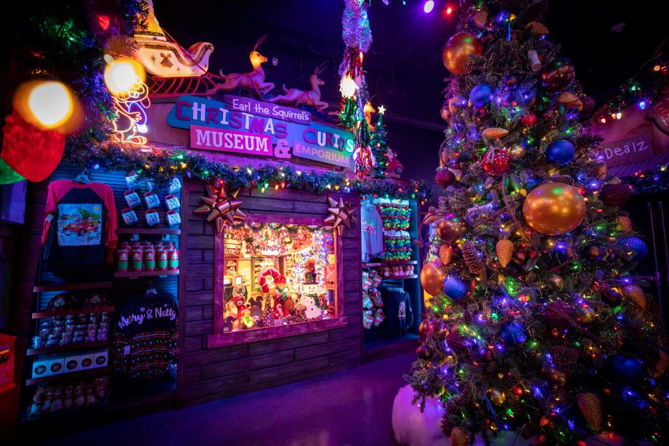 There's a whole room of Earl the Squirrel themed merchandise in Universal Studios Florida's holiday Tribute Store.