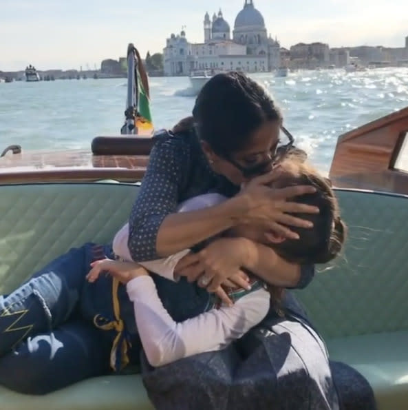 <p>It was a sail-and-smooch kind of day trip for <a rel="nofollow" href="https://www.yahoo.com/celebrity/tagged/salma-hayek/" data-ylk="slk:Salma Hayek;elm:context_link;itc:0;sec:content-canvas" class="link ">Salma Hayek</a>, who sweetly cradled her only daughter, 9-year-old Valentina Pinault. She posted this in honor of Mother’s Day in Mexico, which is a few days before when the U.S. celebrates this year. (Photo: <a rel="nofollow noopener" href="https://www.instagram.com/p/BT6t1VbB7Cm/?taken-by=salmahayek&hl=en" target="_blank" data-ylk="slk:Salma Hayek via Instagram;elm:context_link;itc:0;sec:content-canvas" class="link ">Salma Hayek via Instagram</a>) </p>