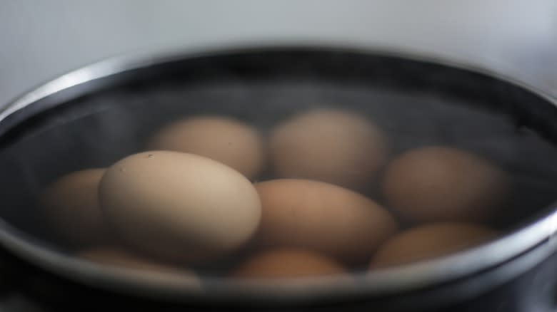 submerged eggs in pot