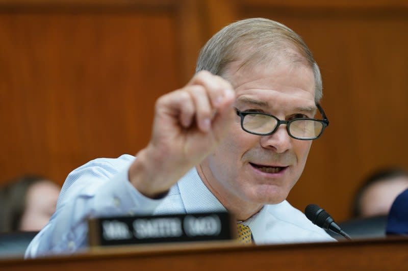 Republican GOP front runner and former President Donald Trump previously had endorsed Rep. Jim Jordan, R-Ohio, to be speaker of the U.S. House following the recent ouster of Rep. Kevin McCarthy, R-Calif. Photo by Bonnie Cash/UPI