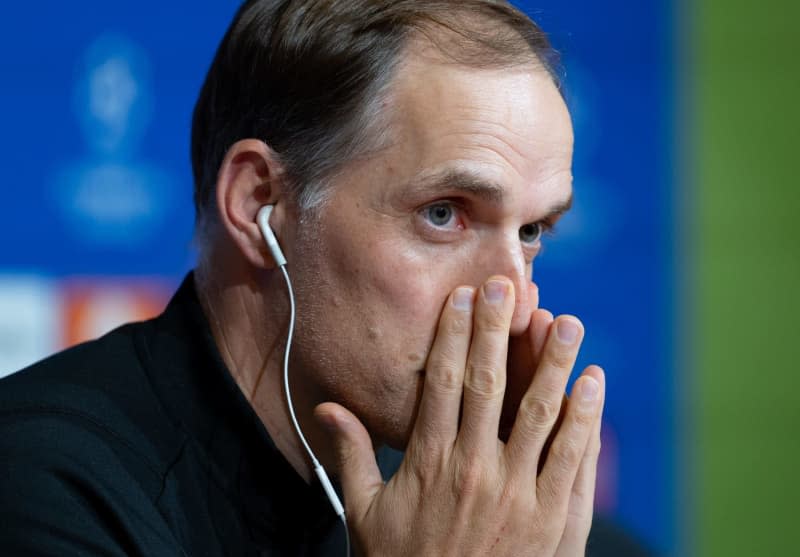 FC Bayern Munich coach Thomas Tuchel attends a press conference ahead of Tuesday's UEFA Champions League semi final soccer match between Bayern Muich and Real Madrid. Sven Hoppe/dpa