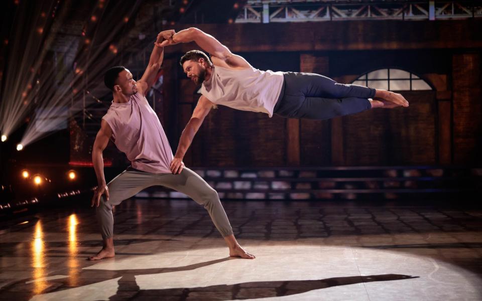 Could we see lifts like this in the showdance? John Whaite and Johannes Rabebe impress with their Couple's Choice - Guy Levy/BBC