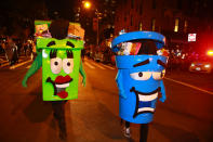 <p>NYC Department of Sanitation costumes are seen at the 44th annual Village Halloween Parade in New York City on Oct. 31, 2017. (Photo: Gordon Donovan/Yahoo News) </p>