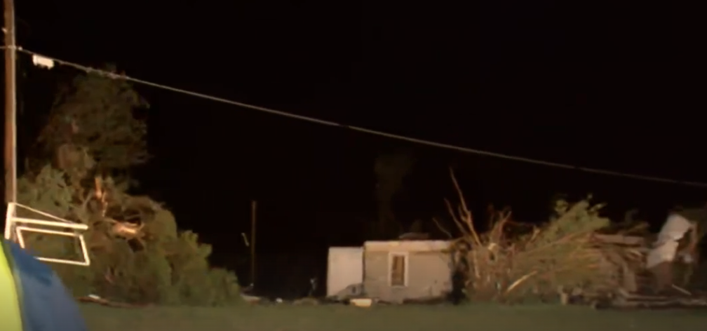 Tornado damage in Barnsdall, Oklahoma.