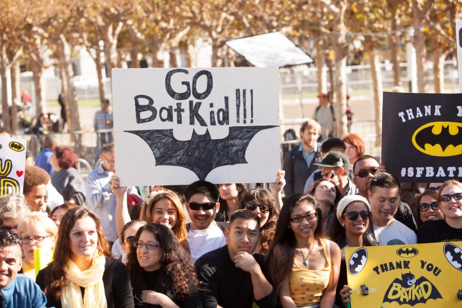 A huge crowd gathered in San Francisco to cheer on Batkid on Nov. 15, 2013. (Image courtesy Make-A-Wish Greater Bay Area)