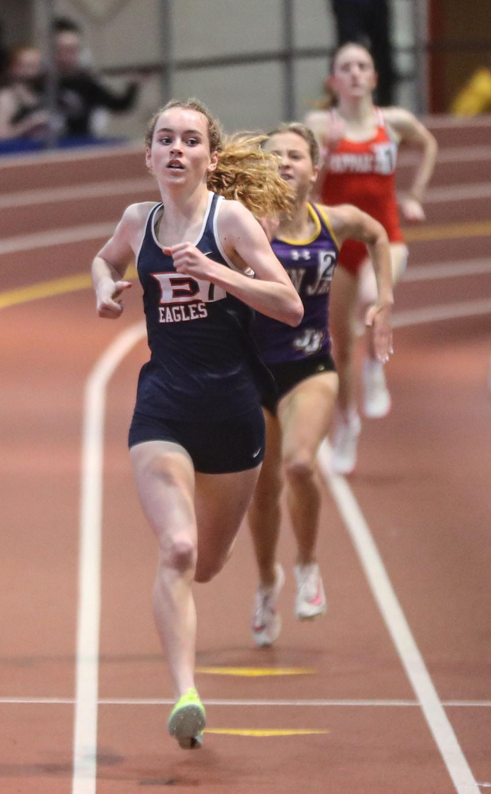 Ava Pennachio of Eastchester won the 1500 meter race at the Section 1 Class B track and field championships at The Armory in Manhattan Feb. 4, 2024.