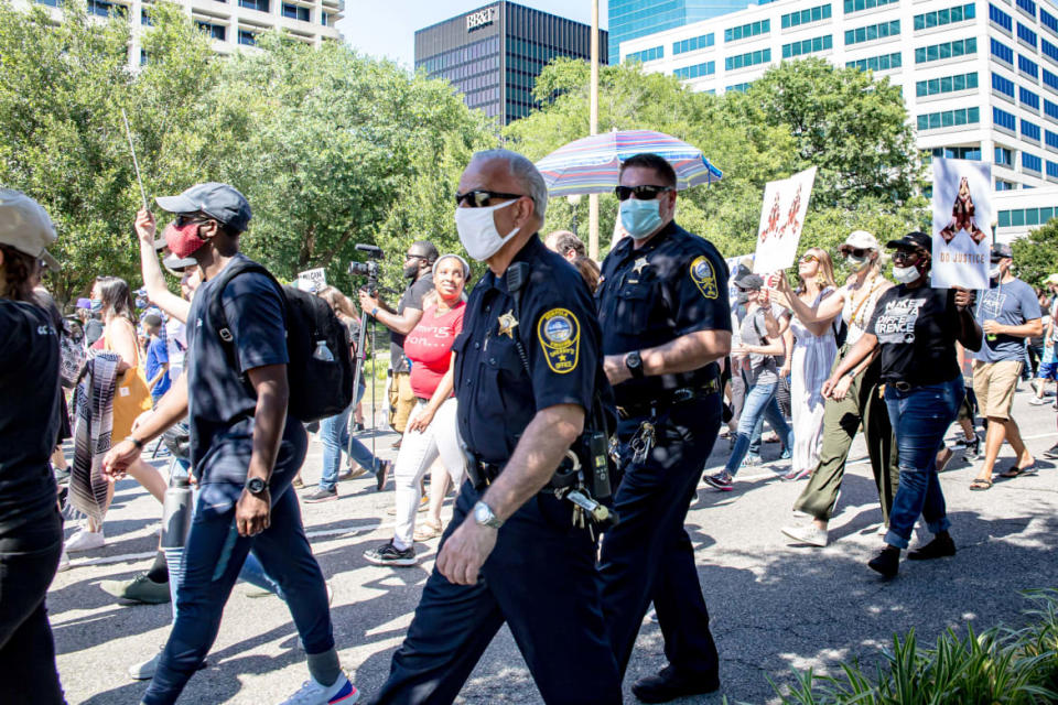 <div class="inline-image__title">1218649572</div> <div class="inline-image__caption"><p>Policemen walk with protesters during the City Collective Prayer March on June 7, 2020, in Norfolk, VA. The event was organized to honor George Floyd, an African-American man from Minnesota who died in police custody on May 25, 2020. </p></div> <div class="inline-image__credit">Annette Holloway/Icon Sportswire</div>