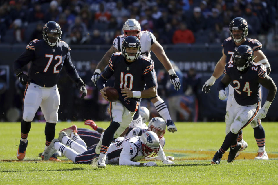 The good progress still outweighs the bad with Mitchell Trubisky through six 2018 games. (AP Photo/Nam Y. Huh)