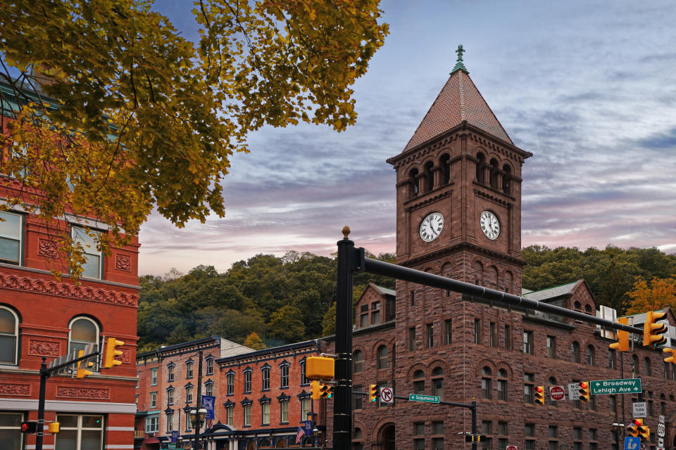 Autumn view of downtown Jim Thorpe, PA.