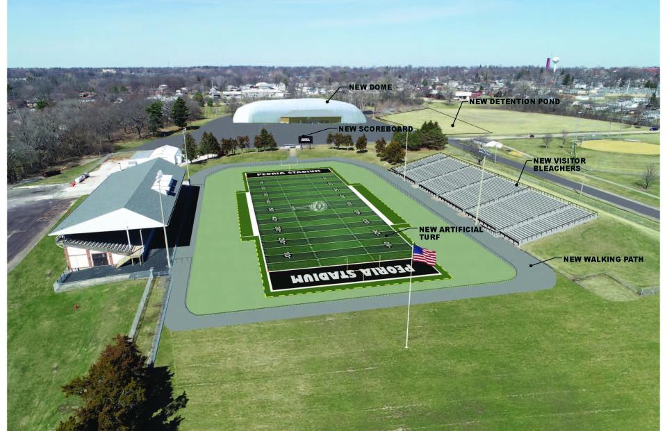 An artist's rendering shows what Peoria Stadium will look like once an $11 million renovation is complete.