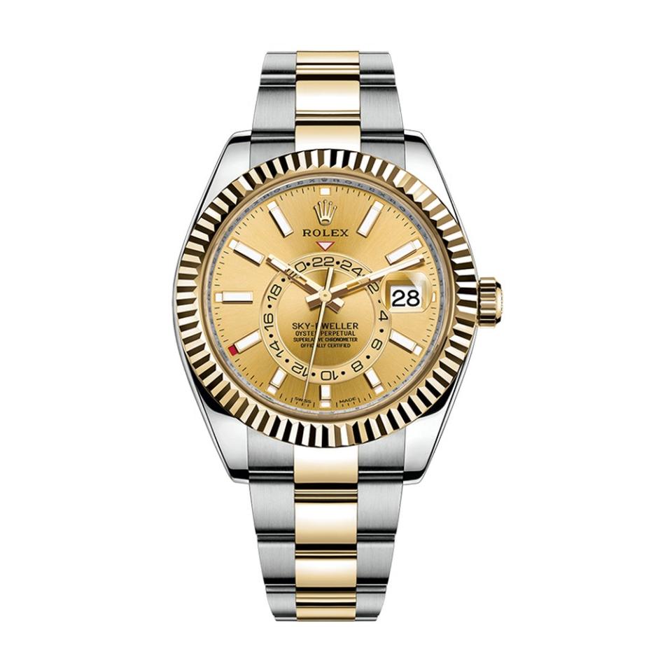 Rolex Sky-Dweller in gold and oystersteel, £14,150, available at Pragnell