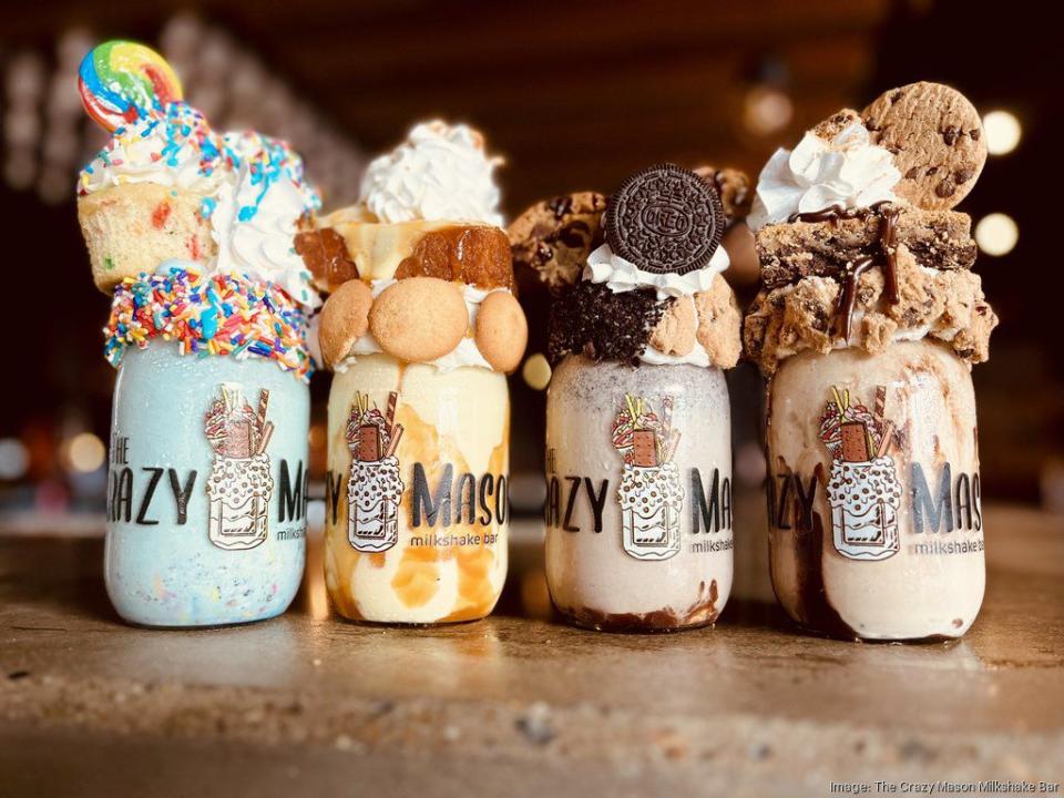 Franchisees Aaron and Monika Leach expect to open a 3,700-square-foot location at 5965 Thunder Road, near Concord Mills, in October. It will dish up 32 flavors of milkshakes made with Blue Bell Ice Cream. Other options include Crazy Bomb ice cream sandwiches and elaborate sundaes built on sugar pearl waffles, as well as desserts such as cobblers, strawberry shortcake, New York-style cheesecake, a six-layer chocolate cake and cotton candy burrito. The couple aims to make The Crazy Mason a dessert destination.