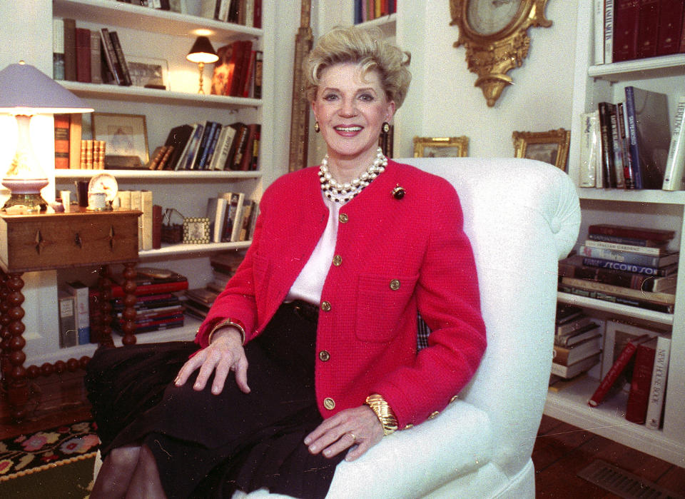 Author Judith Krantz during an interview at her home in the Bel Air section of Los Angeles. Krantz, whose million-selling novels such as "Scruples" and "Princess Daisy," died on June 22 at age 91. (AP Photo/Deidre Hamill)