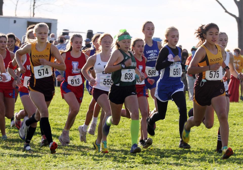 Girls from across the state compete in the KHSAA cross country championships near Paris, Ky.