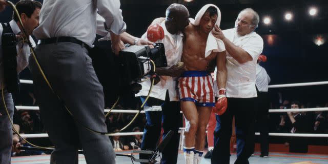 <p>Courtesy of Netflix</p> Sylvester Stallone filming as Rocky Balboa