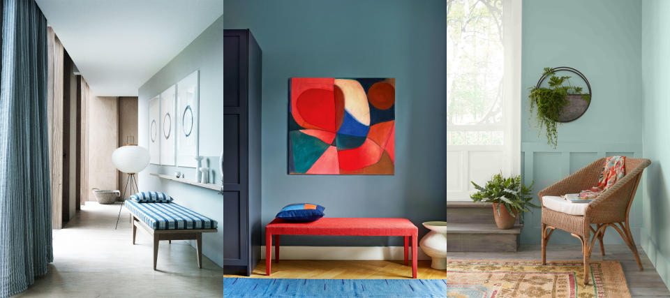 Striking yet serene, calming yet bright, explore our favorite blue hallway ideas