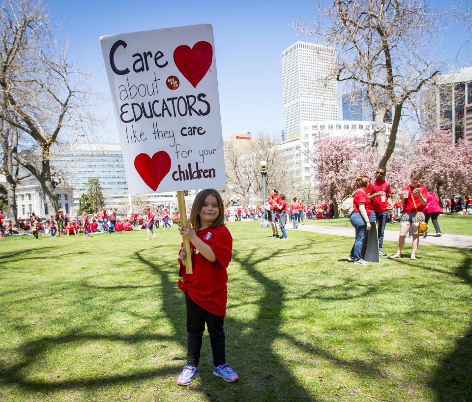 Teachers protest in Denver, Colo.