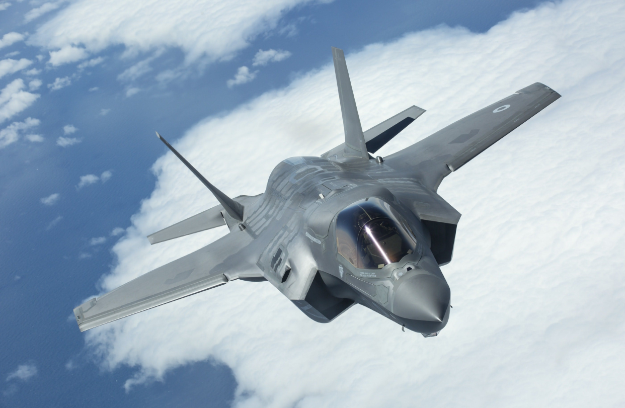 The Lockheed Martin F-35 Lightning II is a single-seat, single-engine, stealth combat aircraft designed for air superiority and strike missions.