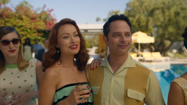 Olivia Wilde as Bunny and Nick Kroll as Bill in "Don't Worry Darling"<p>Warner Bros.</p>