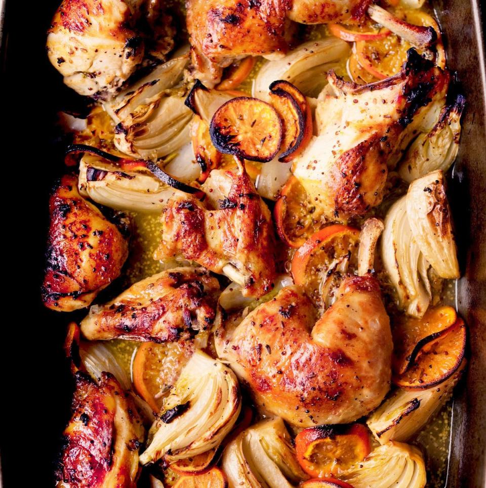 roasted chicken with clementines and arak