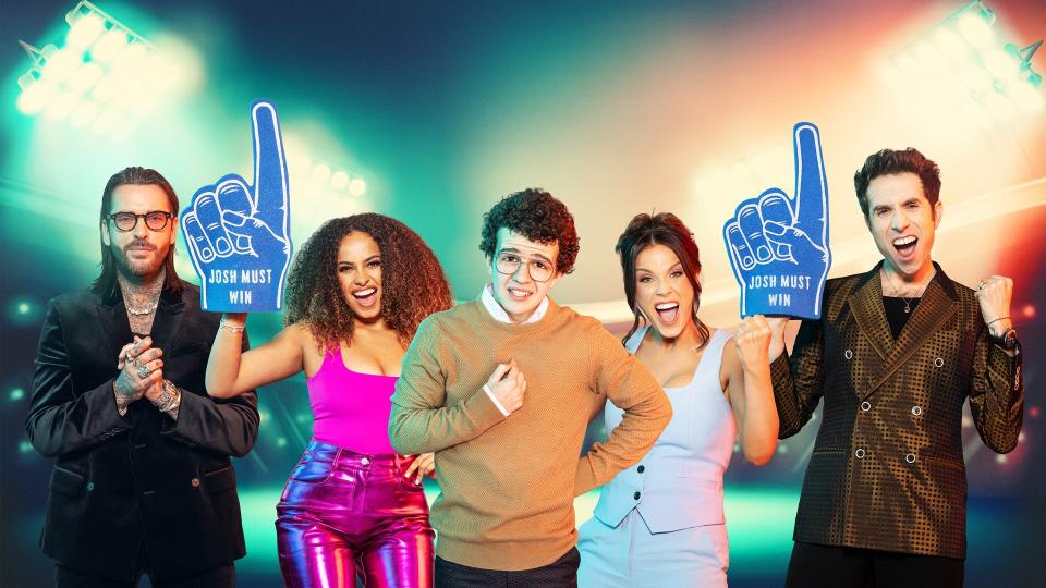 Nick Grimshaw is joined by three fellow celebs on The Underdog: Josh Must Win. (Channel 4)