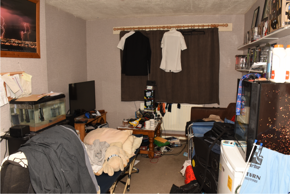 Jurors were shown a picture from inside Gavin Plumb’s flat after he claimed he had purchased chloroform to remove a stain from his carpet (Crown Prosecution Service)