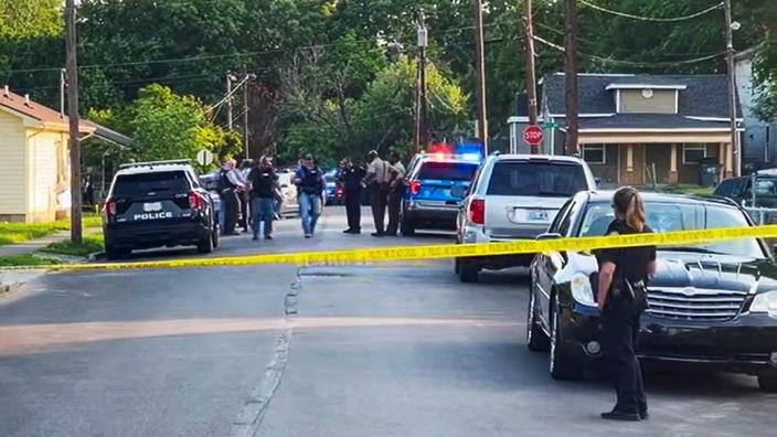 The scene on Charles Avenue in Lexington, Ky, Monday, May 22, 2023, where Steven Sheangshang was apprehended by police after he allegedly shot and killed Scott County sheriff’s deputy Caleb Conley during a traffic stop on I-75.